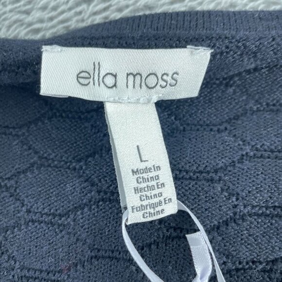 Ella Moss Womens Black Textured Knit Short Sleeve V-Neck Sweater Top L NWT 1834 - Picture 3 of 9